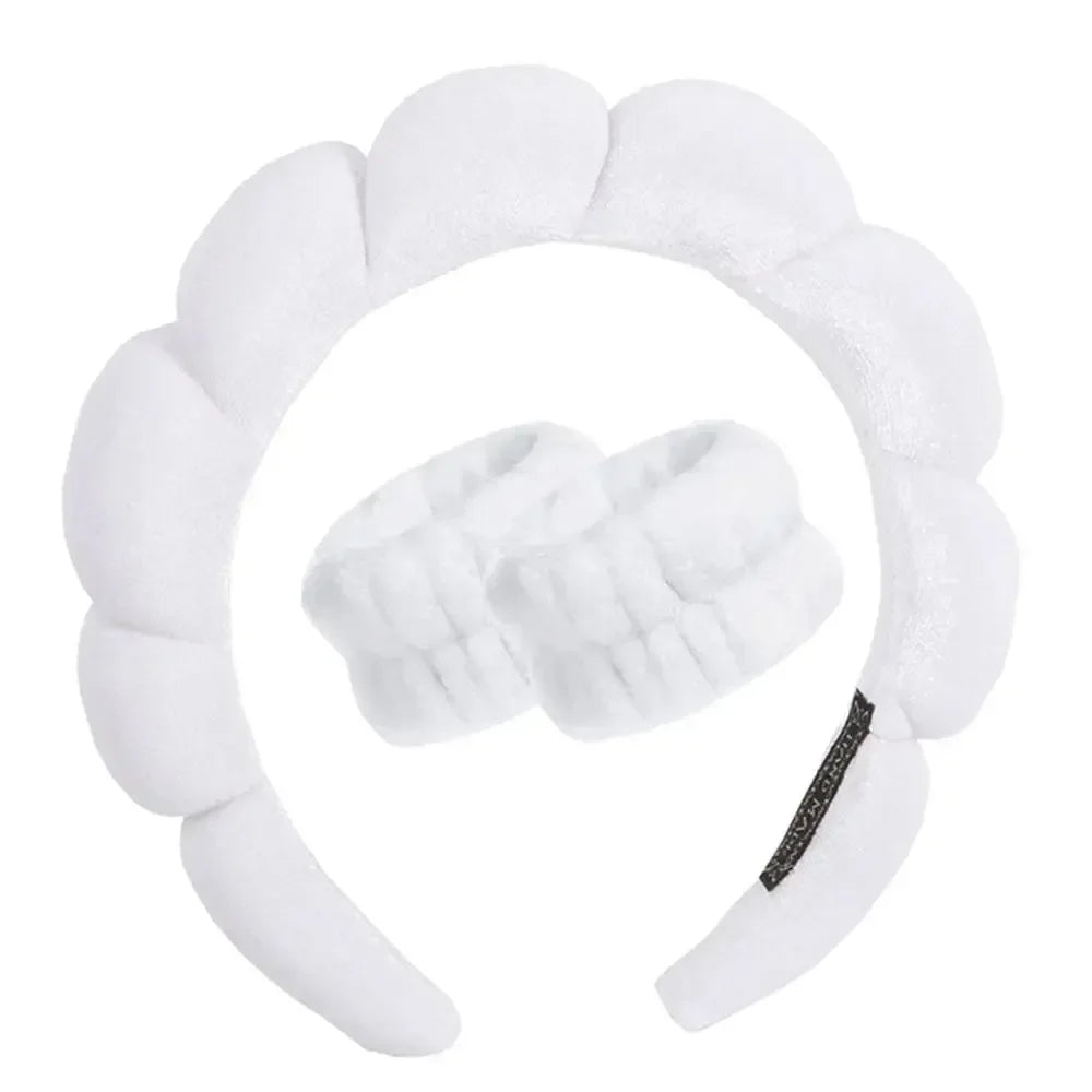 3Pcs Fashion Washing Headband Wristbands Scrunchies Puffy Headband Spa Bubble Headband For Face Washing Makeup Shower Skincare