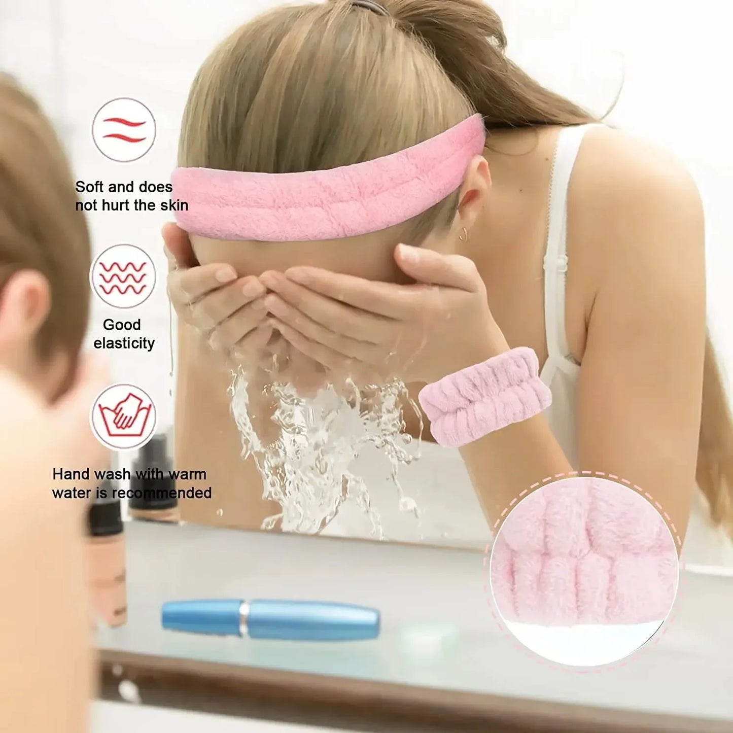 3Pcs Fashion Washing Headband Wristbands Scrunchies Puffy Headband Spa Bubble Headband For Face Washing Makeup Shower Skincare