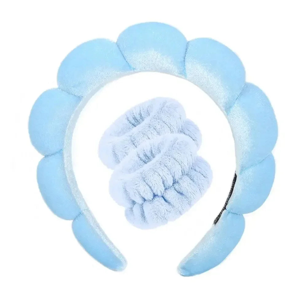 3Pcs Fashion Washing Headband Wristbands Scrunchies Puffy Headband Spa Bubble Headband For Face Washing Makeup Shower Skincare